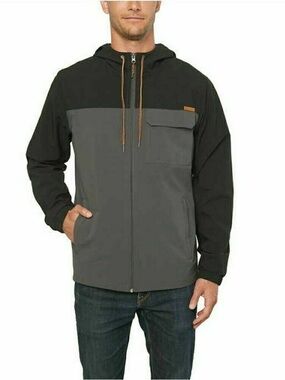 Men's Voyager Black and Gray Windbreaker Jacket Size Large
